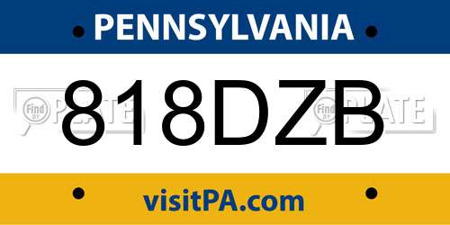 818DZB Pennsylvania License Plate