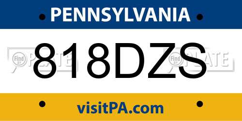818DZS Pennsylvania License Plate