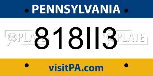 818II3 Pennsylvania License Plate