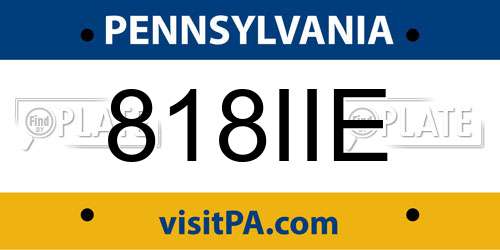 818IIE Pennsylvania License Plate