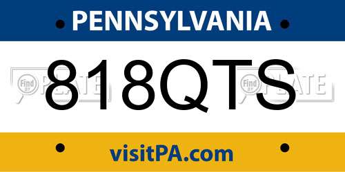 818QTS Pennsylvania License Plate