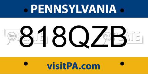 818QZB Pennsylvania License Plate
