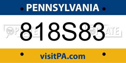 818S83 Pennsylvania License Plate
