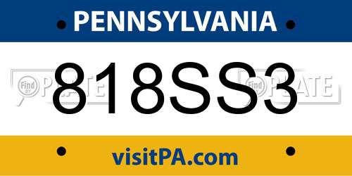 818SS3 Pennsylvania License Plate