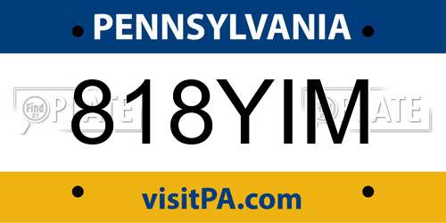 818YIM Pennsylvania License Plate