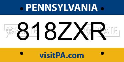 818ZXR Pennsylvania License Plate