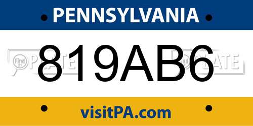 819AB6 Pennsylvania License Plate