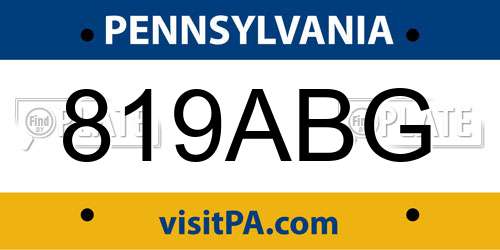 819ABG Pennsylvania License Plate