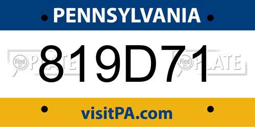 819D71 Pennsylvania License Plate