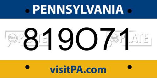 819O71 Pennsylvania License Plate