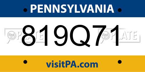 819Q71 Pennsylvania License Plate