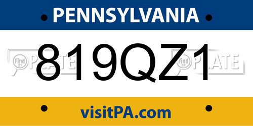 819QZ1 Pennsylvania License Plate