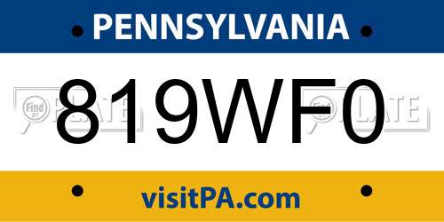 819WF0 Pennsylvania License Plate
