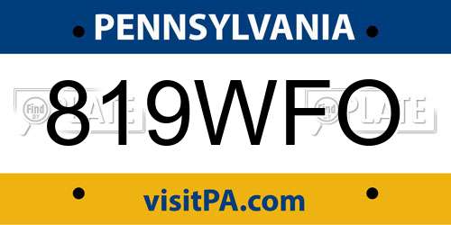819WFO Pennsylvania License Plate