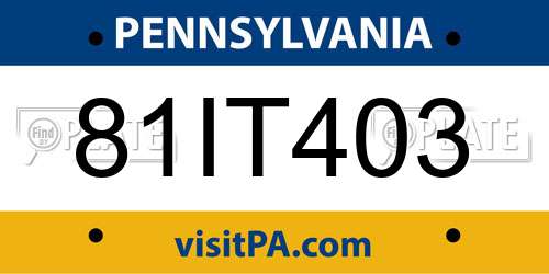 81IT403 Pennsylvania License Plate