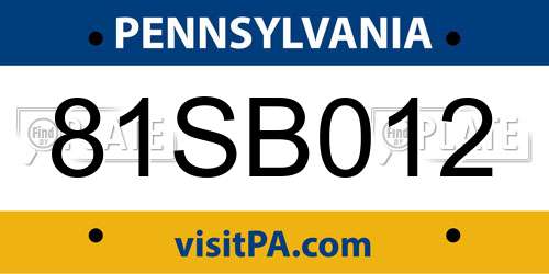 81SB012 Pennsylvania License Plate
