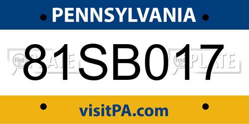 81SB017 Pennsylvania License Plate