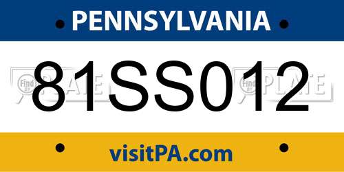 81SS012 Pennsylvania License Plate
