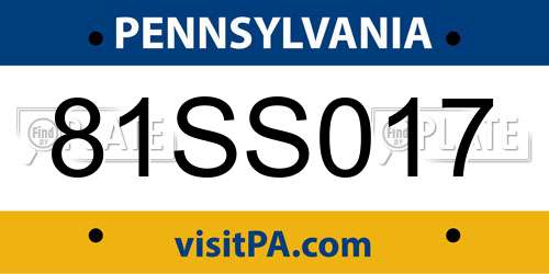 81SS017 Pennsylvania License Plate