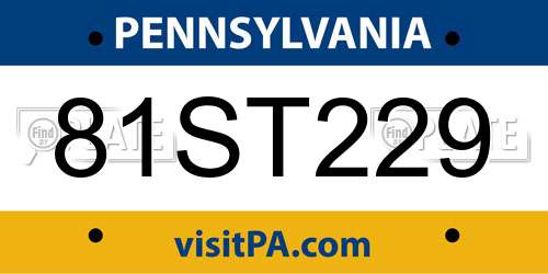 81ST229 Pennsylvania License Plate