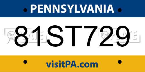 81ST729 Pennsylvania License Plate