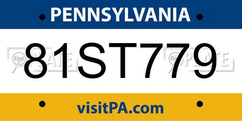 81ST779 Pennsylvania License Plate
