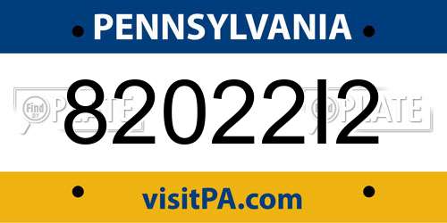 82022I2 Pennsylvania License Plate