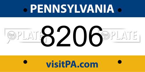 8206 Pennsylvania License Plate