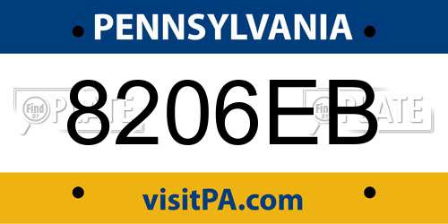 8206EB Pennsylvania License Plate