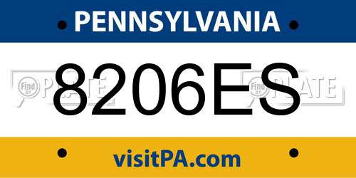 8206ES Pennsylvania License Plate