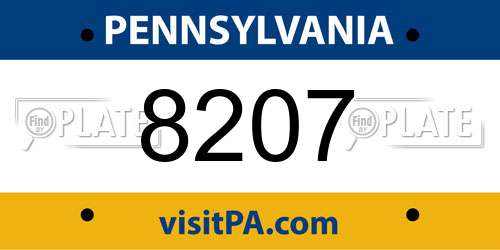 8207 Pennsylvania License Plate