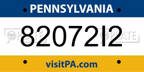 82072I2 Pennsylvania License Plate