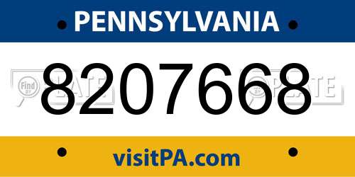 8207668 Pennsylvania License Plate
