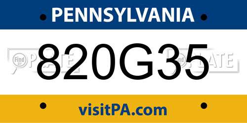 820G35 Pennsylvania License Plate