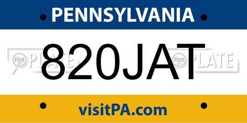 820JAT Pennsylvania License Plate