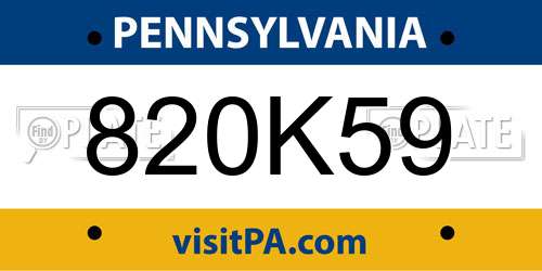 820K59 Pennsylvania License Plate