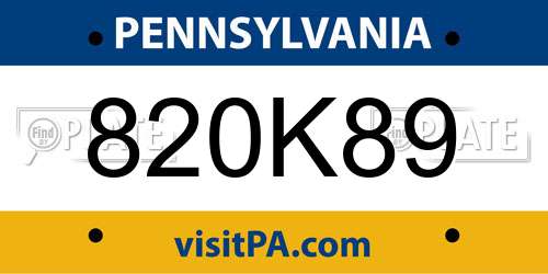 820K89 Pennsylvania License Plate