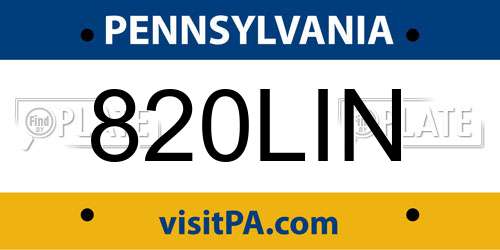 820LIN Pennsylvania License Plate