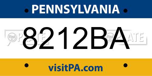 8212BA Pennsylvania License Plate