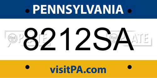 8212SA Pennsylvania License Plate