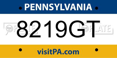 8219GT Pennsylvania License Plate