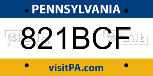 821BCF Pennsylvania License Plate