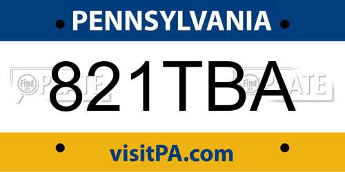 821TBA Pennsylvania License Plate