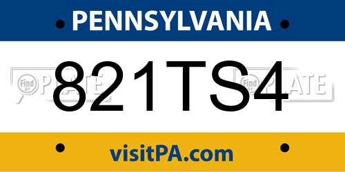 821TS4 Pennsylvania License Plate