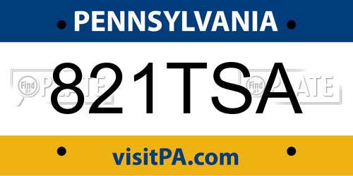 821TSA Pennsylvania License Plate