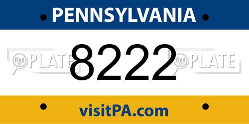 8222 Pennsylvania License Plate