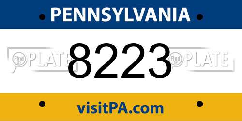 8223 Pennsylvania License Plate