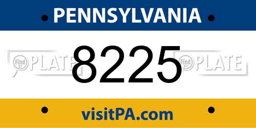 8225 Pennsylvania License Plate