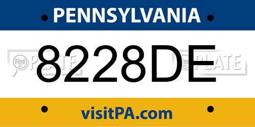 8228DE Pennsylvania License Plate