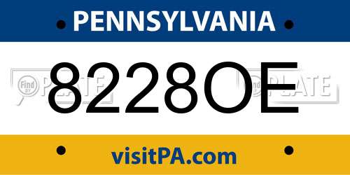 8228OE Pennsylvania License Plate